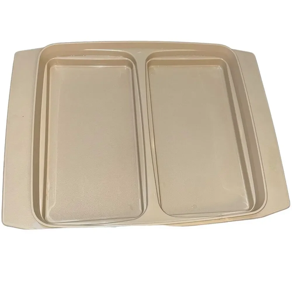 Tupperware 723 Deviled Egg Carrier Set Almond Beige 4 Trays 6pc Lot 722 665 Vtg